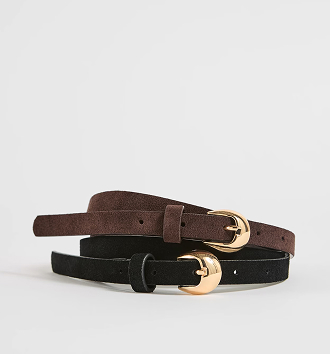 Premium suede leather 2-pack belts