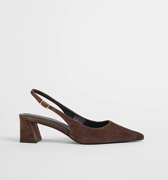Genuine suede leather point block heels