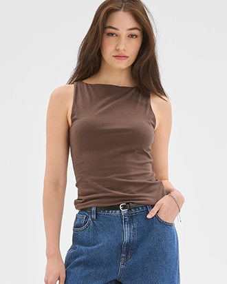 Lily Loves Australian Cotton double layer boat neck tank top