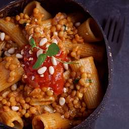 Vegánske cestoviny Bolognese so šošovicou