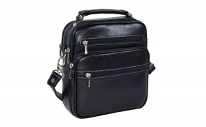 Borseta piele neagra moale barbati 030