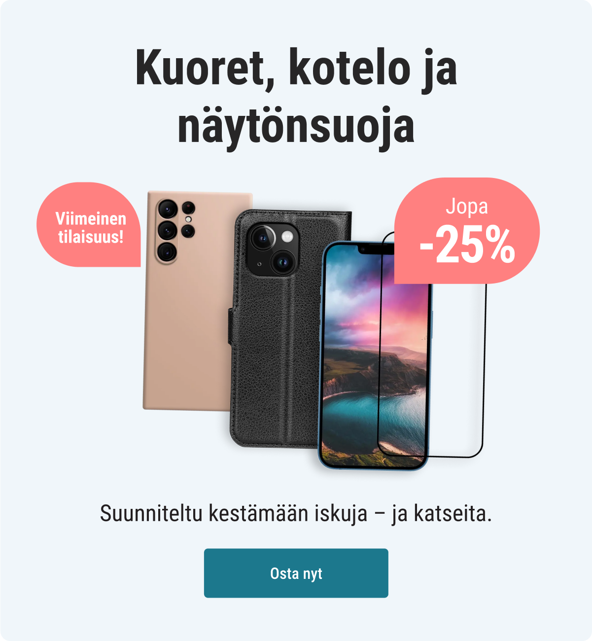 Kuoret, kotelo ja näytönsuoja