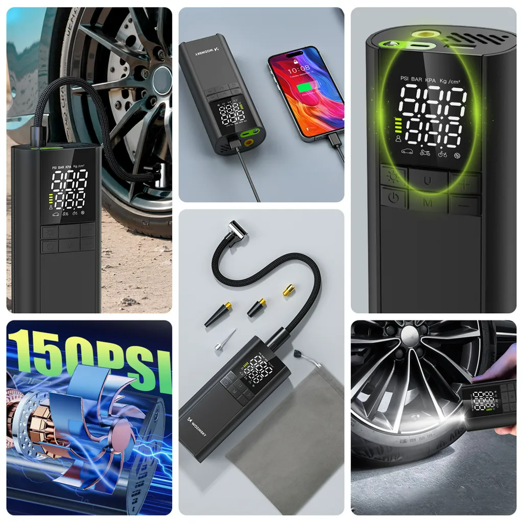  Wozinsky WPEP-8000 kompressori, sähköpumppu, 8000mAh Powerbank, taskulamppu