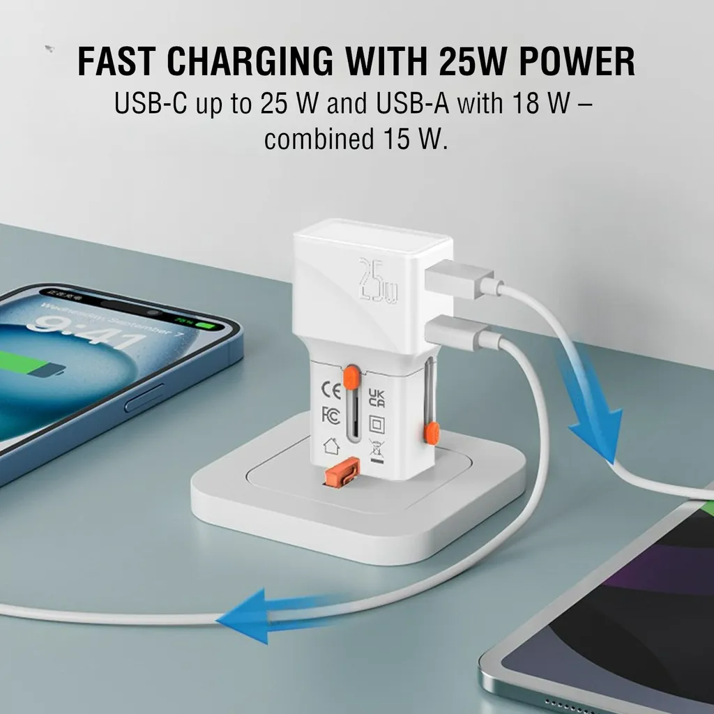  4Smarts Nomad Pocket 25W Yleiskäyttöinen Matkasovitin