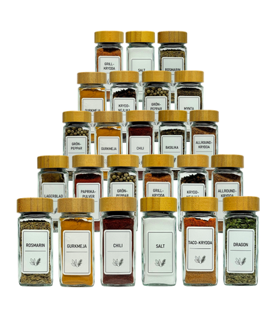 24 pack kryddburkar i glas med bambulock