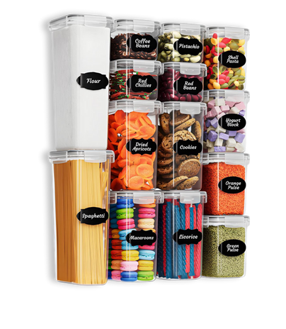 14-pack förvaringburkar med lock