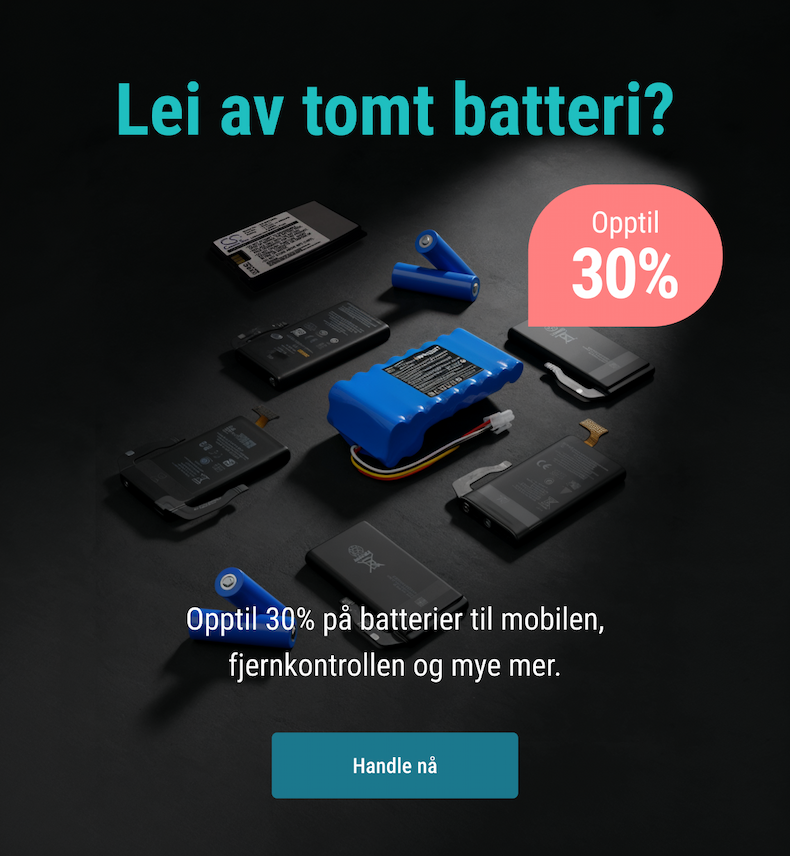 Batterier opptil 30%