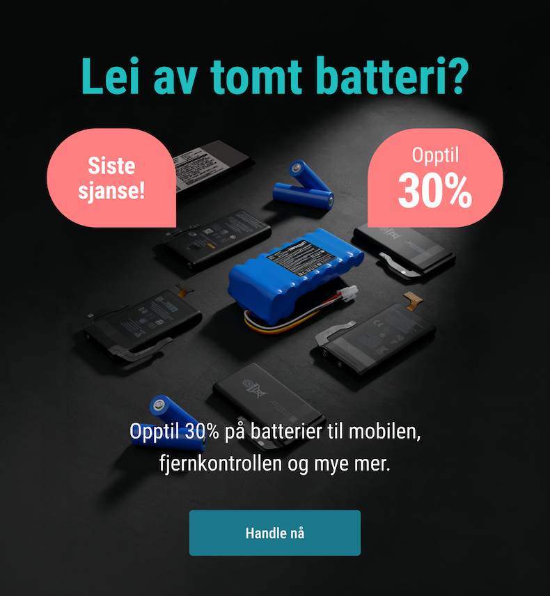 Batterier opptil 30%