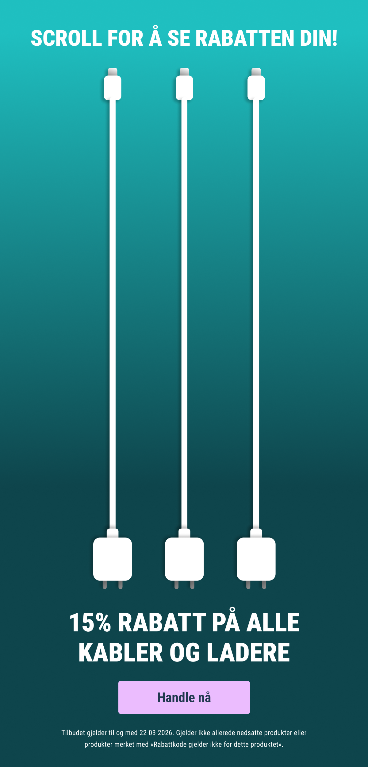 Kabler ladere 15% rabatt