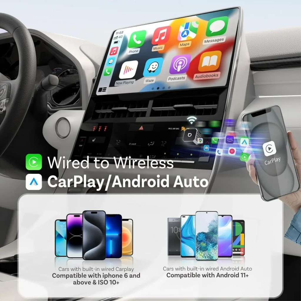 Ottocast Mini Cube trådløs CarPlay / Android Auto-adapter