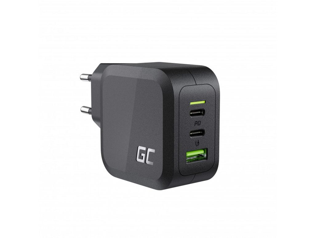 Image of Green Cell PowerGaN 65W lader 2x USB-C PD, 1x USB-A QC 3.0