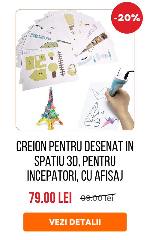 Creion pentru Desenat In Spatiu 3D, Pentru Incepatori, Cu Afisaj Si Filamente Multicolore