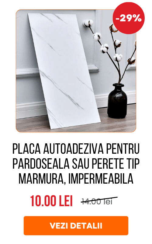 Placa autoadeziva pentru pardoseala sau perete tip marmura, impermeabila, 60x30cm