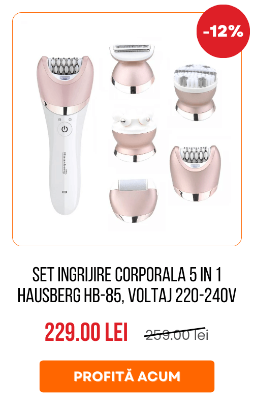 Set Ingrijire corporala 5 in 1 Hausberg HB-85, Voltaj 220-240V, Baterie litiu 1400 mAh