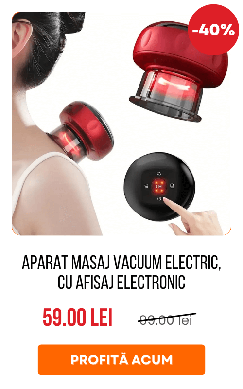 Aparat Masaj Vacuum Electric, cu afisaj electronic, imbunatateste circulatia sanguina, 12 niveluri Lumina Rosie si Presiune Negativa