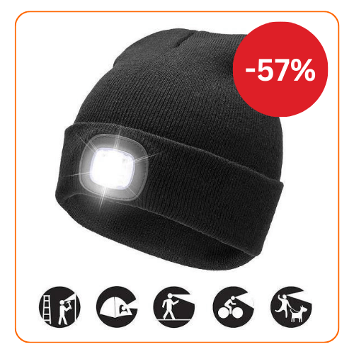 Caciula unisex cu lanterna frontala, cu baterii