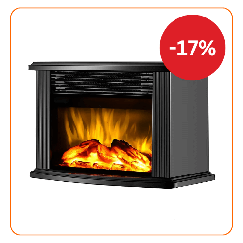 Mini aeroterma tip semineu cu imitatie flacara, cu telecomanda