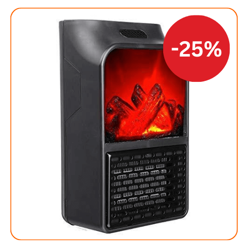 Aeroterma portabila Flame Heater 500 W, 2 niveluri temperatura, display digital, telecomanda