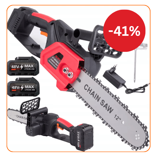 RESIGILAT - Drujba electrica cu lant 12 inch, cu 2 Acumulatori, 48 V, Lithium, 4800rpm, 305mm