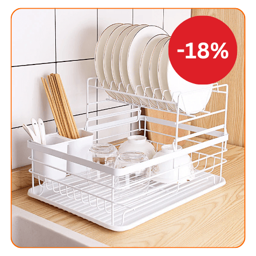 Suport de vase metalic supraetajat cu scurgator si suport tacamuri