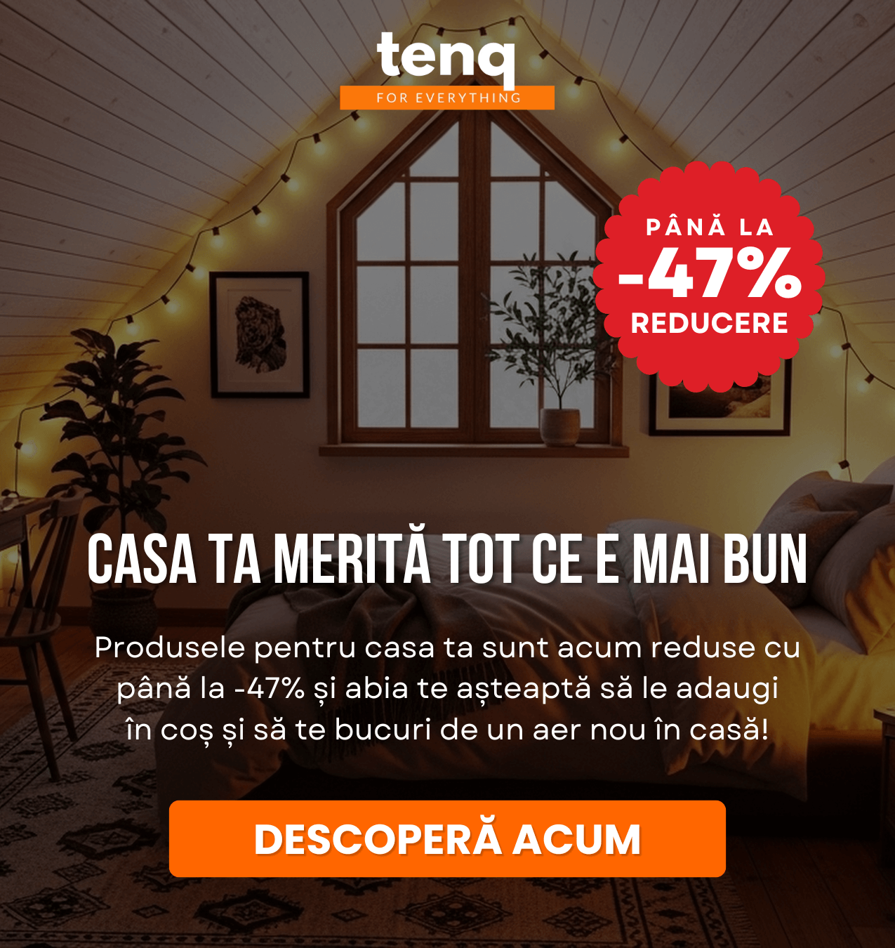 Produsele pentru casa ta sunt acum reduse cu până la -47% și abia te așteaptă să le adaugi în coș și să te bucuri de un aer nou în casă!