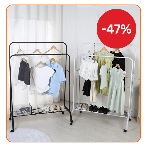 Suport dublu de umerase pentru haine, din metal 150 x 110 x 54 cm