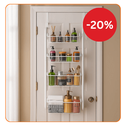 Organizator metalic cu 4 nivele pentru usa – suport depozitare 2 cosuri mari + 2 mici, culoare alb sau negru