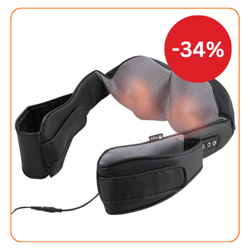 Aparat de masaj cervical, cu incalzire, infrarosu si bile, pentru umeri si gat, 24W, piele