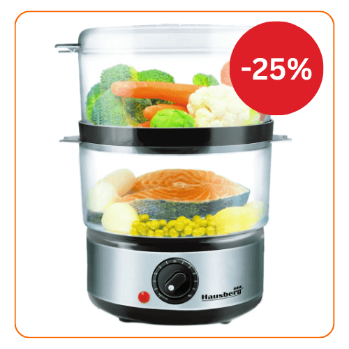 Aparat gatit cu aburi Hausberg HB-1350, putere 400W, capacitate 2.4L