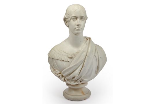 A White Marble Portrait Bust Of A Lady, Dated 1851