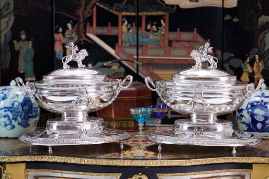 Magnificent Pair of 18th Century Sterling Silver Tureens