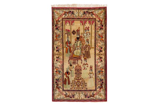 A Very Fine Antique Kirman Laver Pictorial Rug