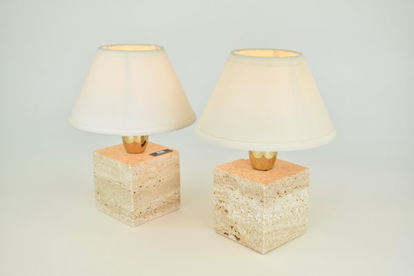 Set of Travertine Table Lamps from Cerri Nestore & C., Set of 2