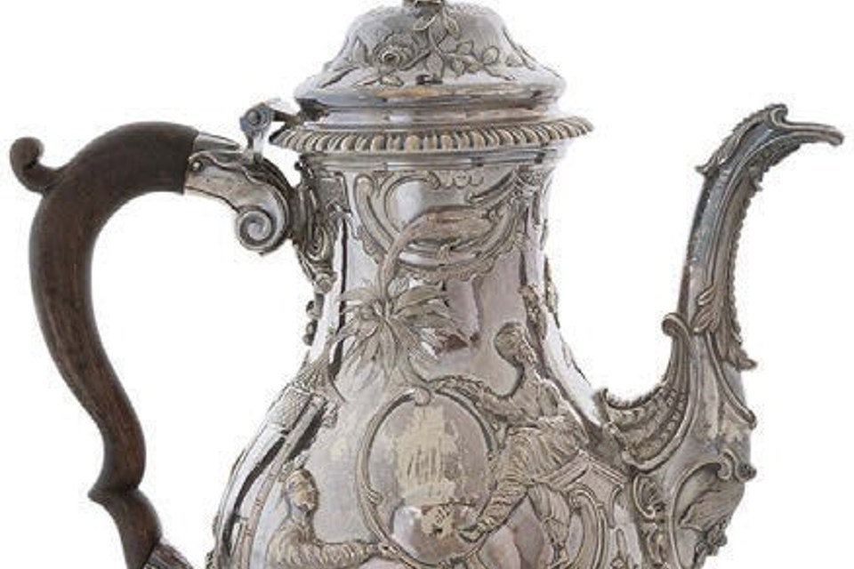 George III rococo silver coffee pot