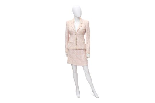 Chanel: Embellished Light Pink Tweed Skirt Suit Ensemble…