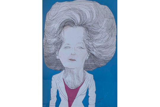John Springs - Margaret Thatcher - Ink & Gouache On…
