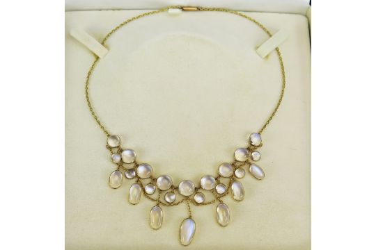 A Moonstone Fringe Necklace In A Precious Yellow Metal