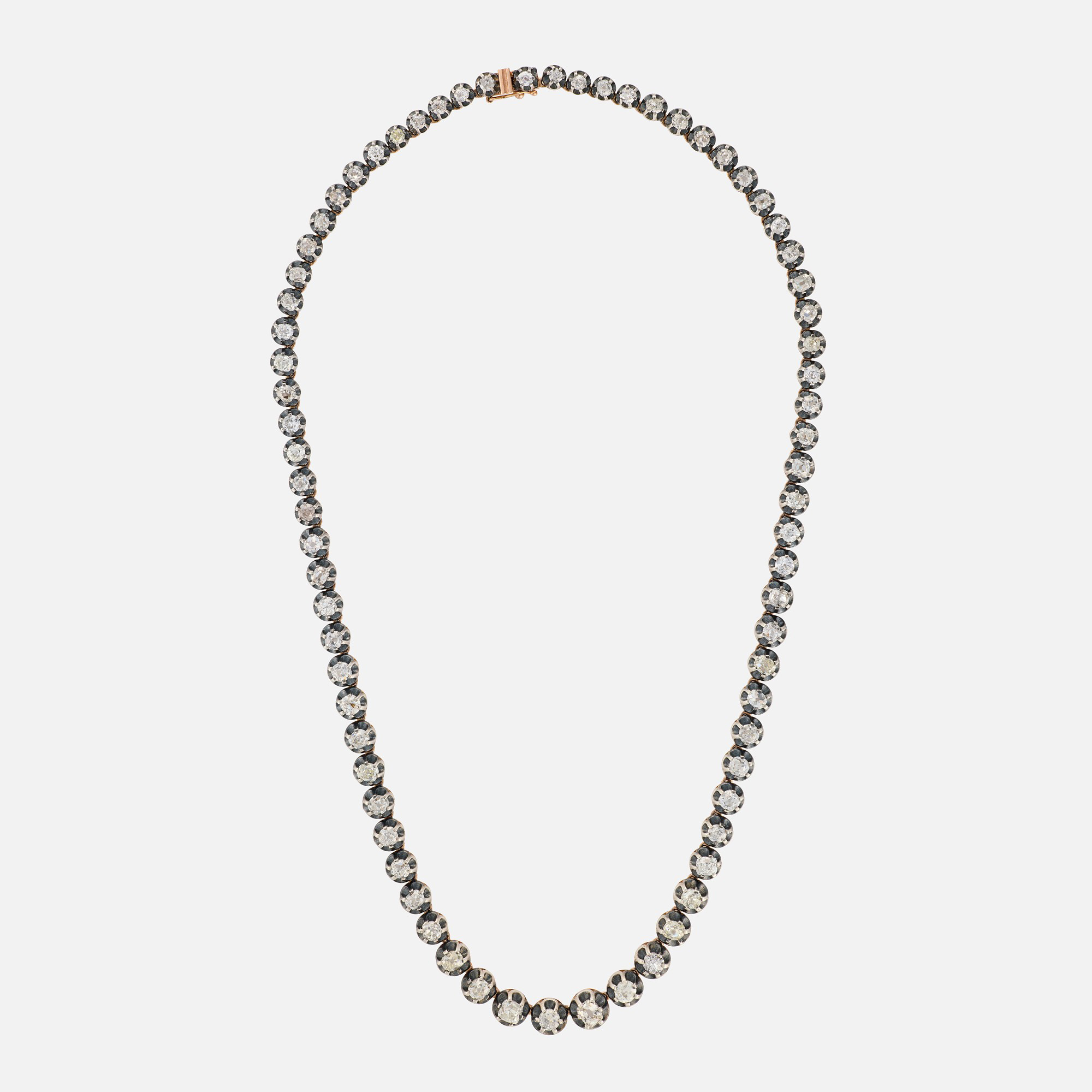 An Old Cut Diamond Rivière Necklace