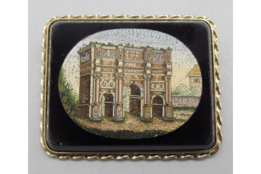 Grand tour revival Roman micro-mosaic brooch