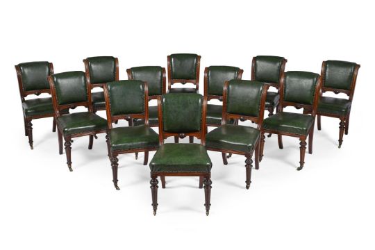A Set Of Twelve Victorian Walnut Dining Chairs, By…