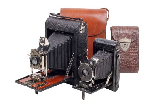 Two Kodak roll film folding cameras