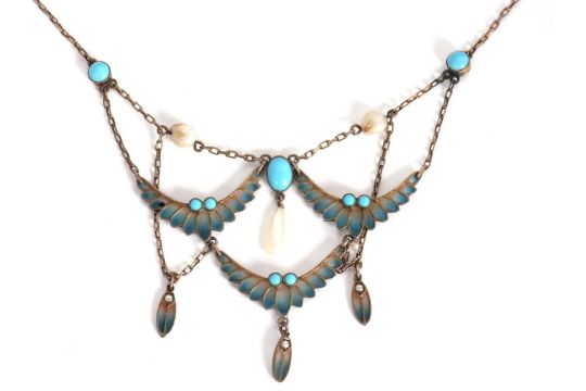An early 20th century plique a jour necklace