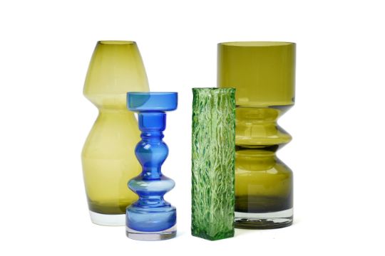 Four art glass vases