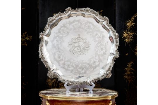 A Massive Georgian Sterling Silver Salver