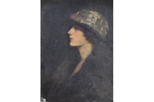 A 20th Century Oil On Board Portrait, The Side Profile…