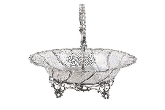 A George Iii Silver Shaped Oval Swing Handled Cake…