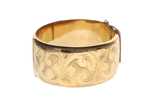 Excalibur Rolled Gold Bangle with Etched Design