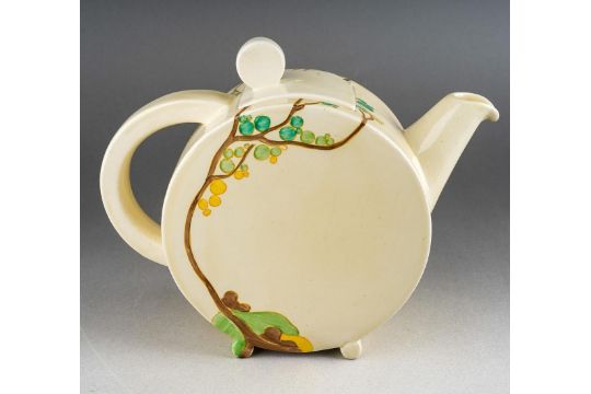 A Clarice Cliff 'Secrets' circular tea pot