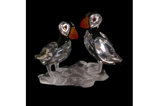Swarovski crystal puffins