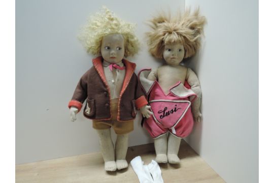 Vintage Dolls, Lenci Style Felt And Cloth Having Stitched…